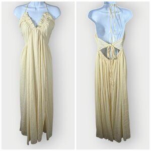 Shein Curve Maxi Dress | 2XL | Yellow Halter Open Back | Cottage BeachyGoddess